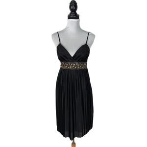 Grecian Style Gown - Pleated Empire Waist - Formal Prom Dress - Black Size 6